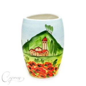 BASSANO KERAMIK VASE TISCHVASE SCHÖNES TOSKANA MOTIV 20 CM HOCH NEU AUS ITALIEN - Bild 1 von 4