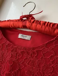 Stunning Red Sparkle Floral Lace Pencil Dress Size 12 Fit Approx 10/12 - Picture 1 of 11