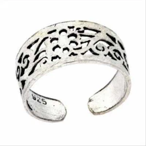 925 Sterling Silber filigran Blumen Design Zehenring - Bild 1 von 1