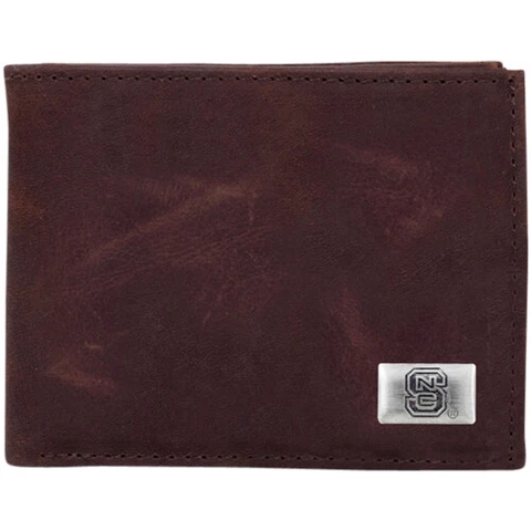 North Carolina State Wolfpack Leather Billfold Wallet - Brown Cover