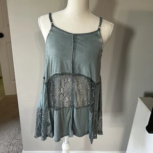 POL Lace Peplum Cami Tank Top with Adjustable Straps With High Side Slits Sz S - Picture 1 of 14