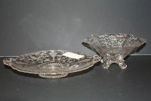 Cambridge Rose Point crystal #3400/744 Ftd. Compote & #3500/161 8" Footed Plate - Picture 1 of 11