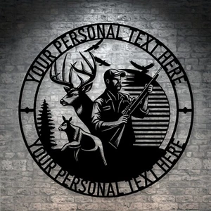 Letrero de metal personalizado con nombre de cazador de ciervos. Regalo de decoración de pared de caza personalizado - Imagen 1 de 6