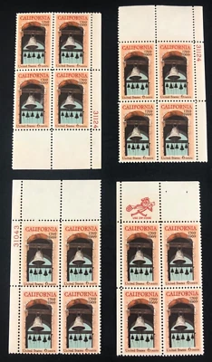 1969 California Bicentennial 6 Cent 6c 4 Stamp Blocks of 4 Scott #1373 - Image 1 of 4
