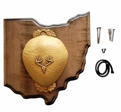 Whitetail Deer Antler Mounting Kit, Solid Wood Plaque, Ohio Walnut Finish - Image 1 of 4