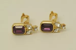 Authentic Christian Dior Pink Gemstone Clip Earrings GP Jewelry Accessories VTG - Picture 1 of 12