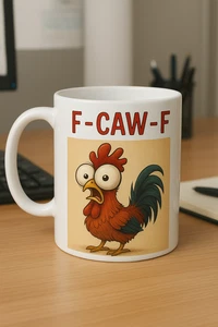Divertida Taza de Café Gallo - Taza de Pollo "F-CAW-F" Divertida - Caja Incluida 11oz - Imagen 1 de 5