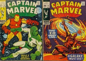 CAPTAIN MARVEL #14 & 15, Marvel 1969 Iconic Cover feat. Iron Man - Picture 1 of 10