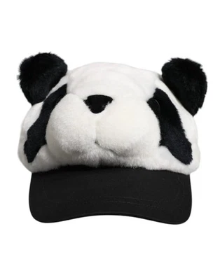 Auténtica gorra de béisbol Dolce & Gabbana negra blanca de piel de panda para mujer Foto 1 de 4