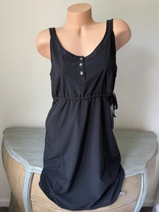 Eddie Bauer Outdoor Midi Dress M Sleeveless Drawstring Black Jumper Stretch - Picture 1 of 10