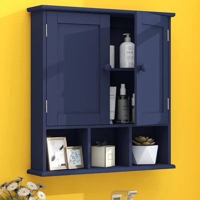 Bathroom Wall Mounted Storage Cabinet Adjustable Shelf Organizer Durable MDF New - Image 1 of 4