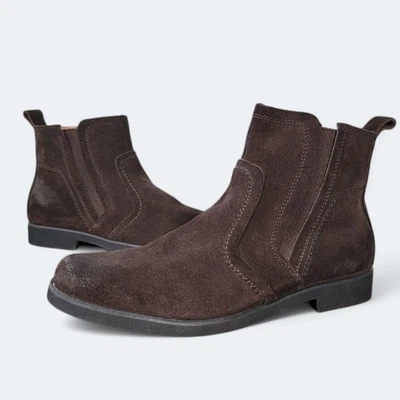 Hush Puppies Suede Ankle Boots Women's Size 8 Burnished Brown Western Boho - Image 1 of 4