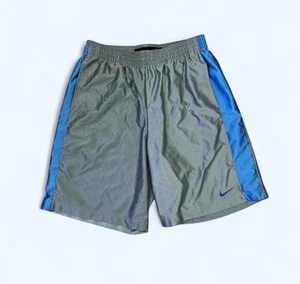 NIKE BASKETBALL SHORTS GRAY BLUE SHINY MENS XL POCKETS - Picture 1 of 8