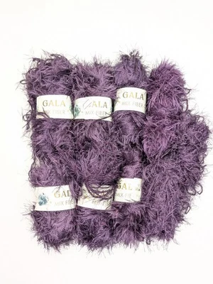 HILOS GALA ~ 6+ madejas de hilo de ganchillo y fibra mixta púrpura ~ 1,76 oz cada una Foto 1 de 4