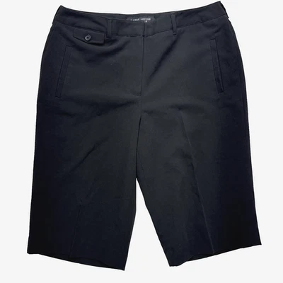 Larry Levine Bermuda Shorts Women's 8 Black Pre-owned Mid Rise Stretch Chino - Image 1 of 4