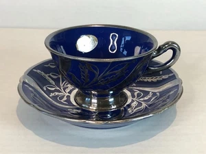 Richard Ginori Keramik Demitasse Tasse & Untertasse mit Sterling Silber Überfang Italien - Bild 1 von 11