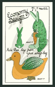 Reproduction Vintage Rabbit & Duck Economy Design 122 Sewing Pattern - Picture 1 of 1
