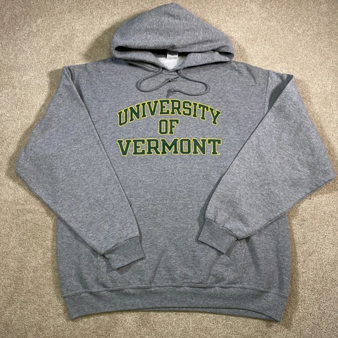 University Vermont Sweatshirt Men XL Gray NCAA University Retro UVM College Hood Cover