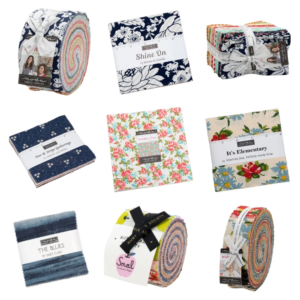 Moda 100% Cotton Quilting Precuts: Fat Quarters & Eighths, Charms, Jelly Rolls + - Image 1 of 1
