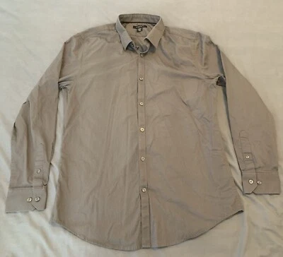 Structure Slim Fit Long Sleeve Dress Shirt Men's Large Gray Button Up Casual - Image 1 of 4