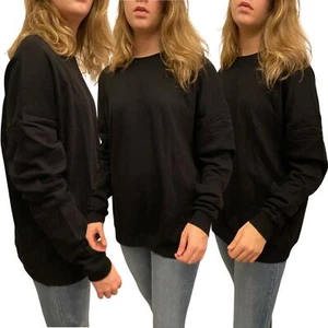 Damas Moda Hombro Caído Talla Grande Suelta Sudadera Larga Redonda Top - Imagen 1 de 11