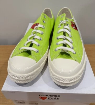 全新 Converse Chuck Low x Comme des Garcons Play 亮绿色男式 12 免费送货 — 第 1/4 张图片