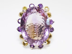 GENUINE! 29.25ct Brazilian Ametrine & Amethyst Ring Solid Sterling Silver 925 - Picture 1 of 10