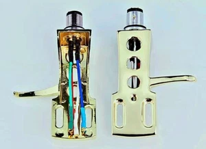 ( 1 ) Gold Plated GOLD Chromed Technics Turntable Headshell Quantity Of ( 1 ) - Picture 1 of 2