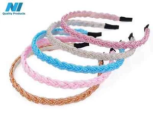 N1 Hairband Elegant Braids Design Women's Beaded Hair Hoop Headband - Picture 1 of 11
