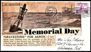 USS AKRON ZRS-4 Naval Zeppelin Memorial Crash Cover Lakehurst May 30 1933 News - Bild 1 von 1