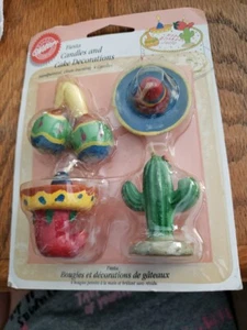 Mexican Fiesta 4 cake Toppers  Candles Cinco De Mayo CupCake Decor Hand Painted  - Picture 1 of 2