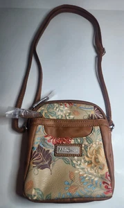 Multi Sac Tan Floral Crossbody Bag Handbag Ladies Purse NWOT - Picture 1 of 7