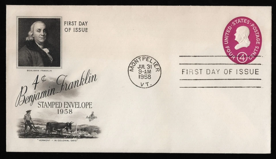 #U536 4c Benjamin Franklin, Art Craft FDC **ANY 5=FREE SHIPPING** - Image 1 of 1