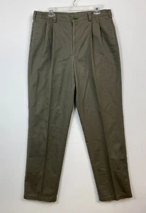 Tommy Hilfiger Hombres Pantalones Rectos Plisados Frontales Oliva Oscuro Talla 36/34 - Imagen 1 de 5