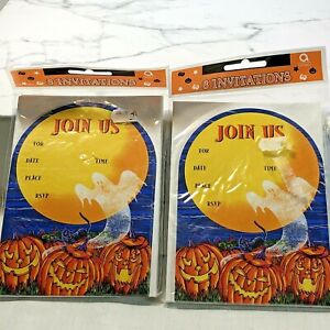 2 packs of 8 invitations Each Halloween Night Join Us Pumpkin Ghost on Full Moon