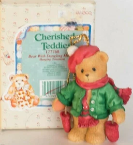 Cherished Teddies BEAR WITH DANGLING MITTENS Christmas Ornament #177768 1996 EUC - Picture 1 of 8