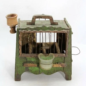 antique 17th or 18th Century Bird Cage, handmade bird cage of wood & metal - Bild 1 von 12