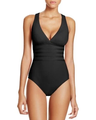 La Blanca Black Island Goddess Cross Back One Piece Swimsuit L63619 Size 16 - Image 1 of 3
