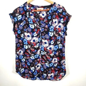 Philosophy Black Floral Women's Short Sleeve Lightweight Blouse Size Small - Picture 1 of 6