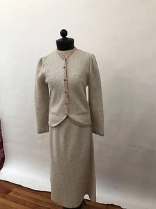 Vintage Oscar de la Renta suit Knit Long Skirt Ladylike Crop Jacket 8 - Picture 1 of 4