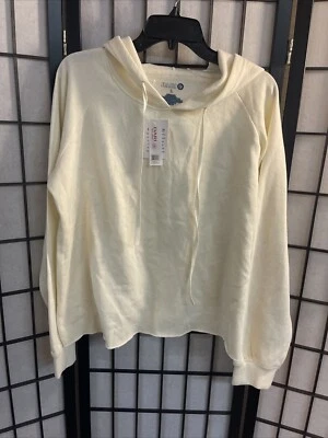 DARI WOMENS LARGE HOODED SWEATSHIRT Sz LARGE Cream Color NWT SKU A 39 - Image 1 of 4