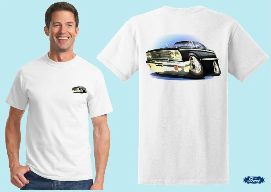1963 Ford Galaxie Cartoon Tshirt  #6163 Cartoontees vintage automotive art - Image 1 of 1