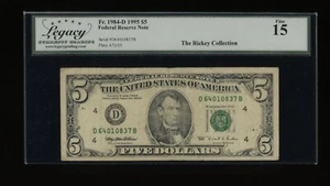 DBR 1995 $5 FRN Cleveland Fr. 1984-D Legacy 15 Serial D64010837B - Picture 1 of 2