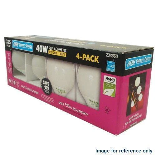 NIOB Feit Electric G25 Globe 40W Replacement Light Bulbs Use only 11W, 4-Pack - Image 1 of 1