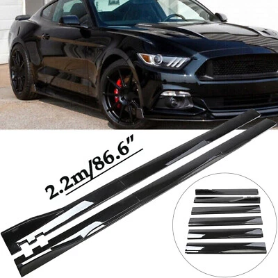 86.6'' Gloss Black Side Skirts Extention Body Kit For Ford Mustang - Image 1 of 4