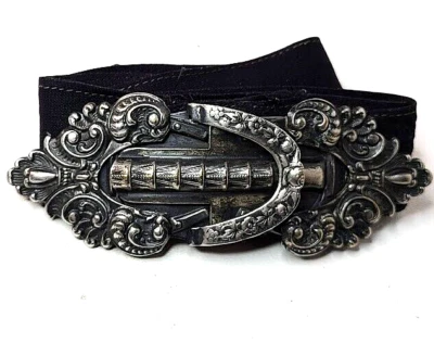Antique Ladies Belt & Buckle Silverplate Edwardian Art Nouveau c 1905 Victorian - Image 1 of 4