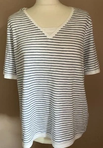 Camiseta The White Company Top Talla 4 18 Blanco Azul Rayas Doble Capa - Imagen 1 de 6