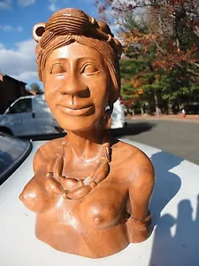Philippines Hand Carved Wood Tribal Ethnic Igorot Woman Bust Wood statue - Picture 1 of 12