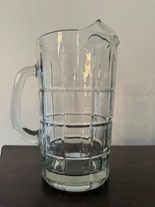 Vtg Anchor Hocking “Tartan” Clear Glass 50 Oz Pitcher, Plaid - Picture 1 of 8