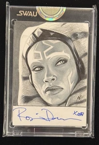 Star Wars Rosario Dawson as Ahsoka Auto 1/1 SKETCH CARD SWAU Art Matt Applegate - Picture 1 of 2